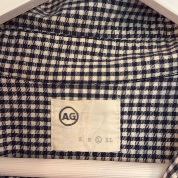 AG Jeans blue gingham pocket front button down large - Picture 3 of 9
